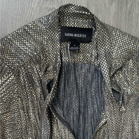 Sabina Musayev Gold and Silver Textured Dress - Picture 3 of 12